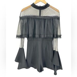 Dice Dark Coquette Goth Mesh Sheer Lace Romper Black